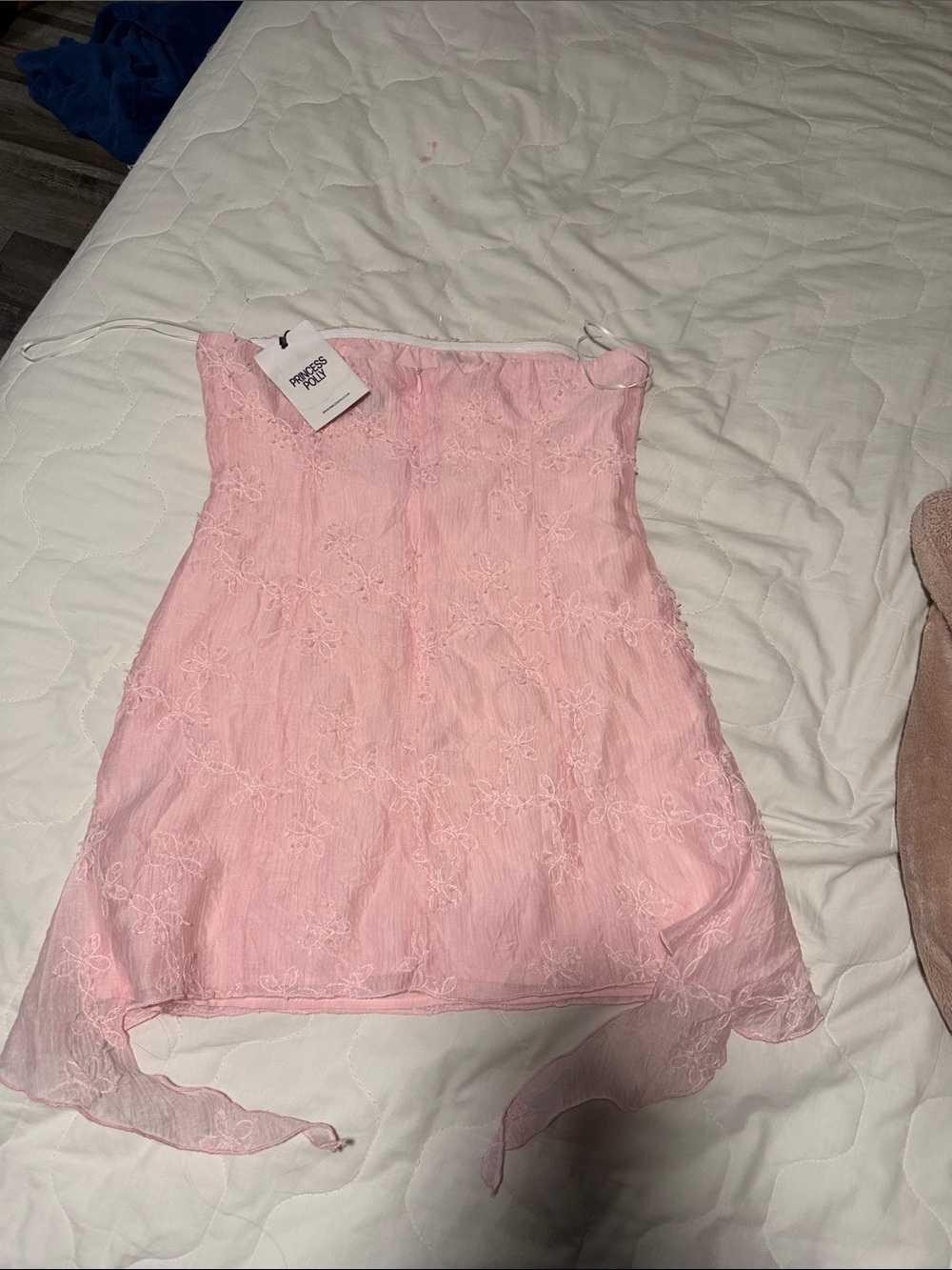 Princess Polly Strapless Lace-Texture Mini Dress - Blush Pink - Picture 6 of 7